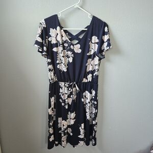 Maurices Medium Blue Floral Stretchy Summer Dress
